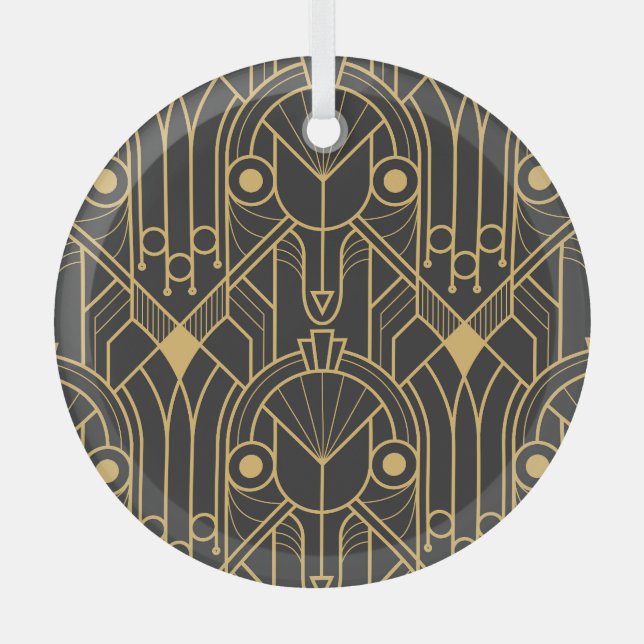 Modern Geometric Tiles Art Deco Glass Tree Decoration (Front)