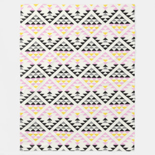 Modern Geometric Tiles Triangle Pattern Pink Black Fleece Blanket