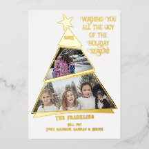 Modern Geometric Tilted Tree Photo Card Real Foil