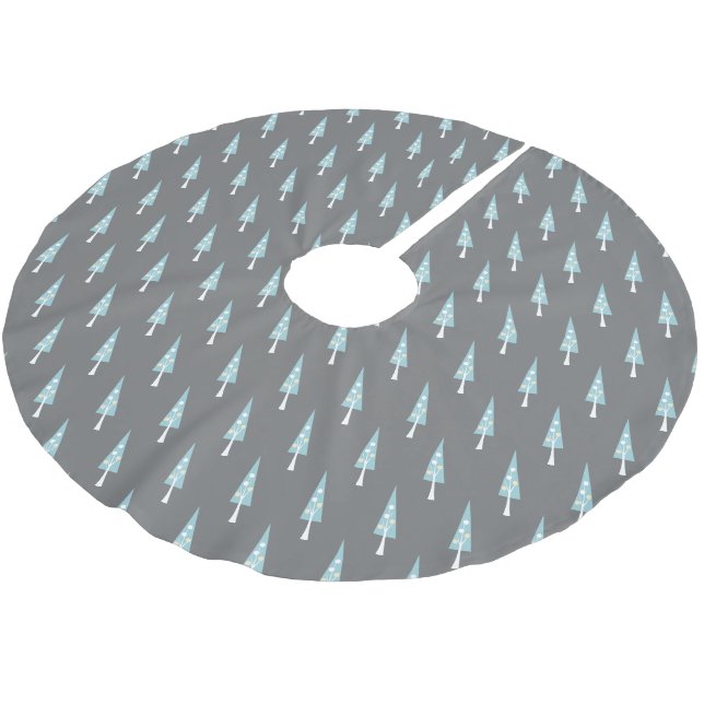 Modern Geometric Trees Pattern Brushed Polyester Tree Skirt (Angled)