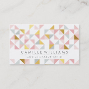 MODERN GEOMETRIC triangle aztec pattern coral grey Business Card