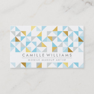 MODERN GEOMETRIC triangle aztec pattern grey blue Business Card