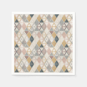 Modern Geometric Triangles & Diamonds Abstract Art Napkin