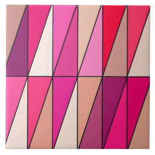 Modern Geometric Triangles, Violet, Pink and Beige Tile