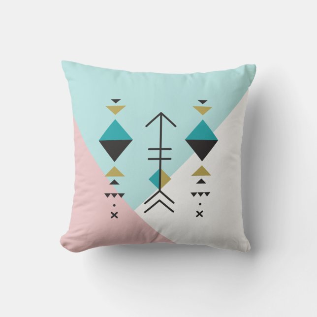 Modern geometric tribal totem design 2 cushion (Front)