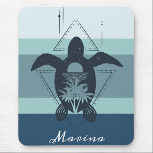 Modern Geometric Turtle Personalised Mouse Pad