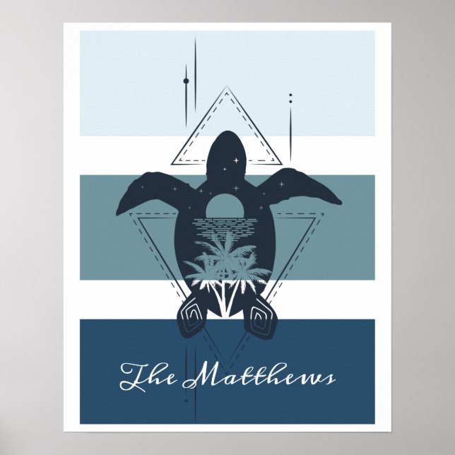 Modern Geometric Turtle Personalised Poster (Front)