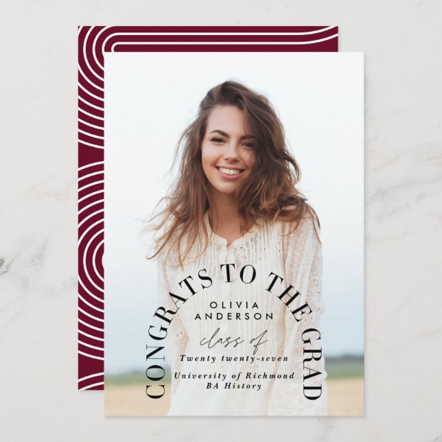 Modern geometric typography photo arch graduation (Front/Back)