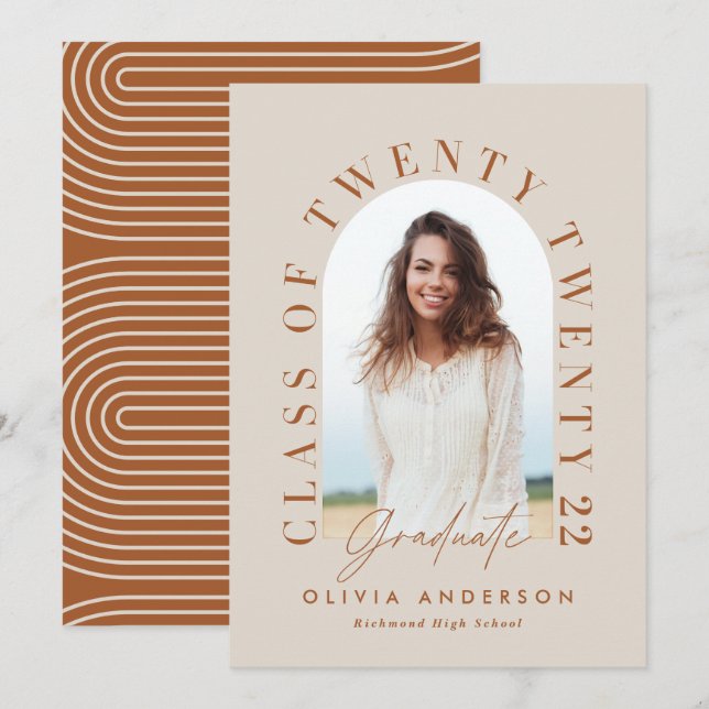 Modern geometric typography photo arch graduation (Front/Back)