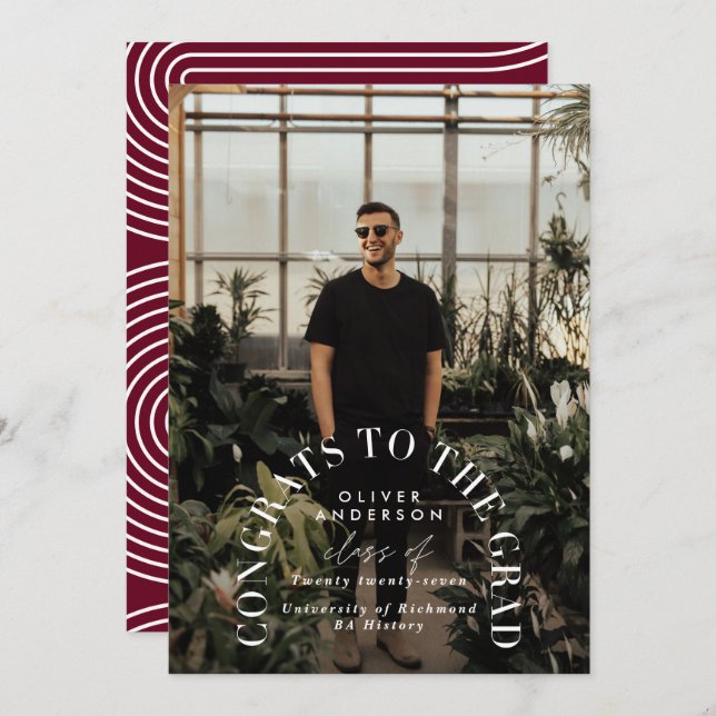 Modern geometric typography photo arch graduation (Front/Back)