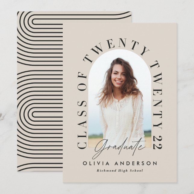 Modern geometric typography photo arch graduation (Front/Back)
