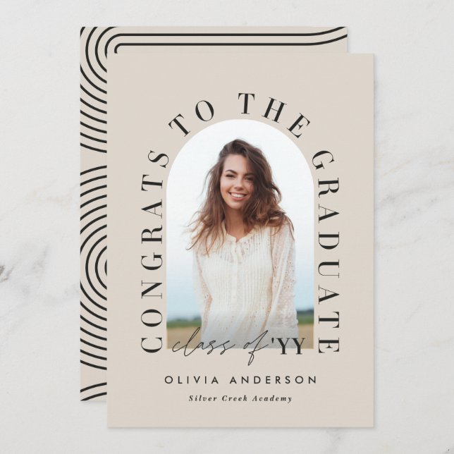 Modern geometric typography photo arch graduation (Front/Back)