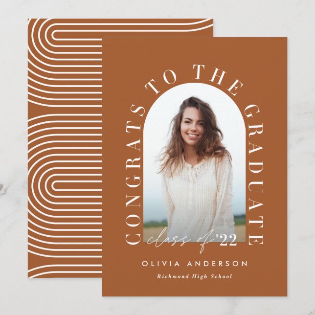 Modern geometric typography photo arch  graduation (Front/Back)