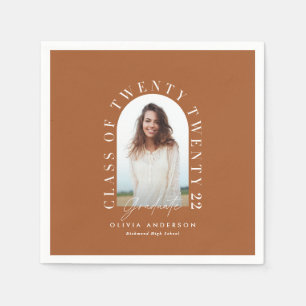 Modern geometric typography photo arch graduation napkin