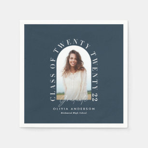 Modern geometric typography photo arch graduation napkin