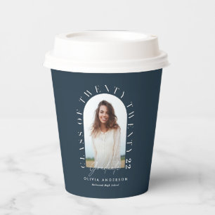 Modern geometric typography photo arch graduation paper cups