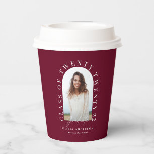 Modern geometric typography photo arch graduation paper cups