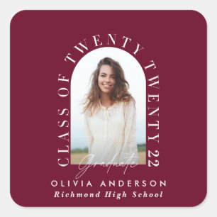 Modern geometric typography photo arch graduation square sticker