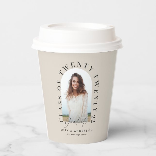 Modern geometric typography photo arch  paper cups (Front)