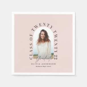 Modern geometric typography photo arch pink napkin