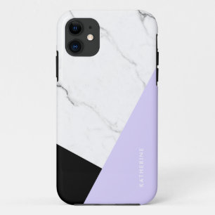 Modern geometric violet black white marble  Case-Mate iPhone case