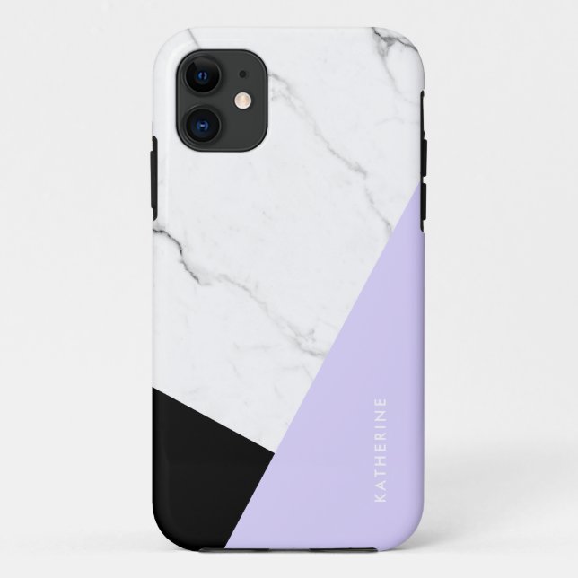 Modern geometric violet black white marble  Case-Mate iPhone case (Back)