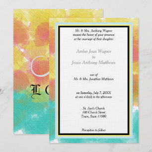 Modern Geometric Watercolors Framed Wedding Invitation