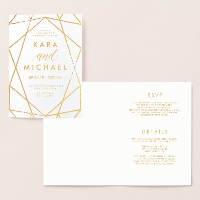 Modern Geometric Wedding Gold Foil Invitation (Display)