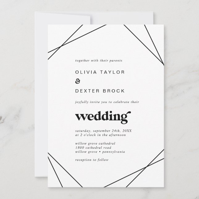 Modern Geometric Wedding Invitation (Front)