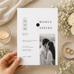 Modern Geometric Wedding Invitation with Photo.
