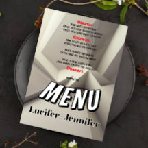 Modern Geometric Wedding Menu Card with Photo