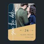 Modern Geometric Wedding Photo Save The Date Magnet<br><div class="desc">Announce your wedding in style with these modern geometric save-the-date magnets! These chic magnets feature a metallic finish and a trendy geometric design, perfect for adding a touch of modern flair to your wedding stationery. Personalise it with your favourite photo and wedding details for a unique keepsake your guests will...</div>