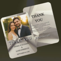 Modern Geometric Wedding Thank You Card with Photo