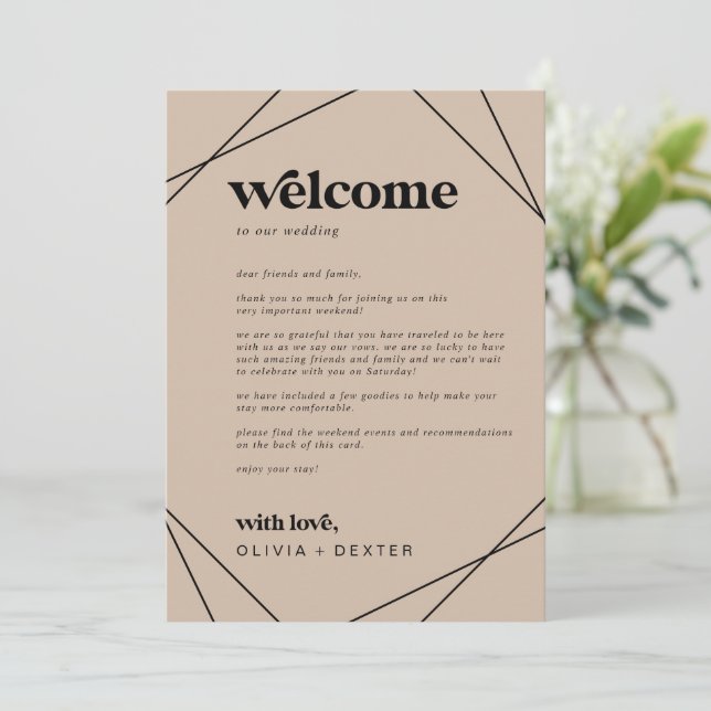 Modern Geometric Wedding Welcome Letter Itinerary (Standing Front)