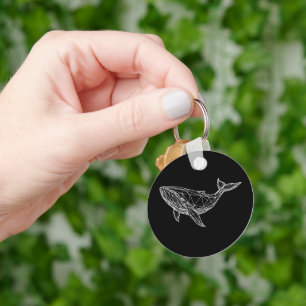 Modern Geometric Whale Key Ring