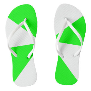 Modern Geometric White and Lime Green Pattern Jandals