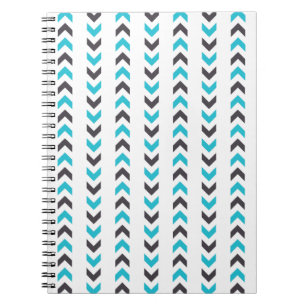 Modern Geometric White & Blue Arrows Pattern Notebook