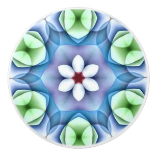 Modern Geometric White Daisy Ceramic Knob