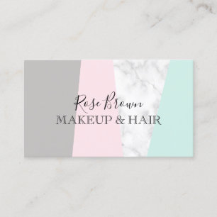 Modern geometric white marble makeup & hair business card