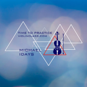 Modern Geometric White & Navy Blue Music Violin