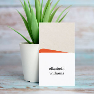 Modern Geometric White Orange Consultant  Business Card