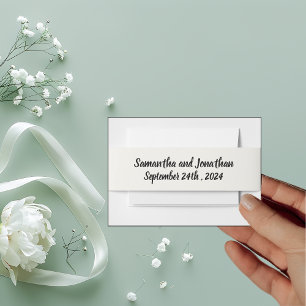 Modern Geometric with Small Flowers Invitation Belly Band