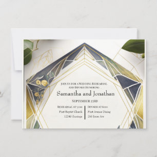 Modern Geometric with Small Flowers Rehearsal Invitation