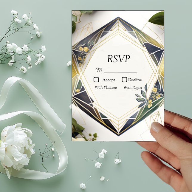Modern Geometric with Small Flowers RSVP Cards (Creator Uploaded)