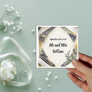 Modern Geometric with Small Flowers Wedding Napkin