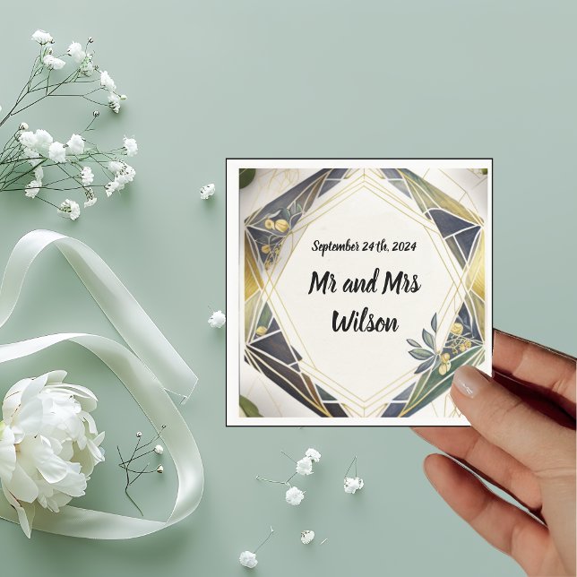 Modern Geometric with Small Flowers Wedding Napkin (Creator Uploaded)