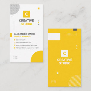 Modern Geometric Yellow and Gray, Professional Business Card