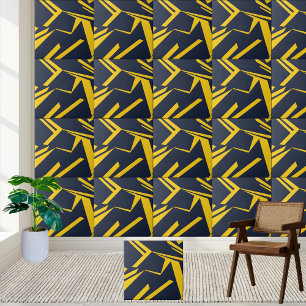 Modern Geometric Yellow and Navy Ceramic Tile