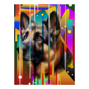 Modern Geometrical Dog   Poster