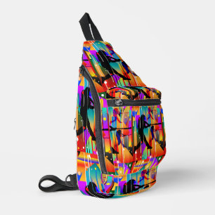 Modern Geometrical silhouette Baseball Player Sling Bag
